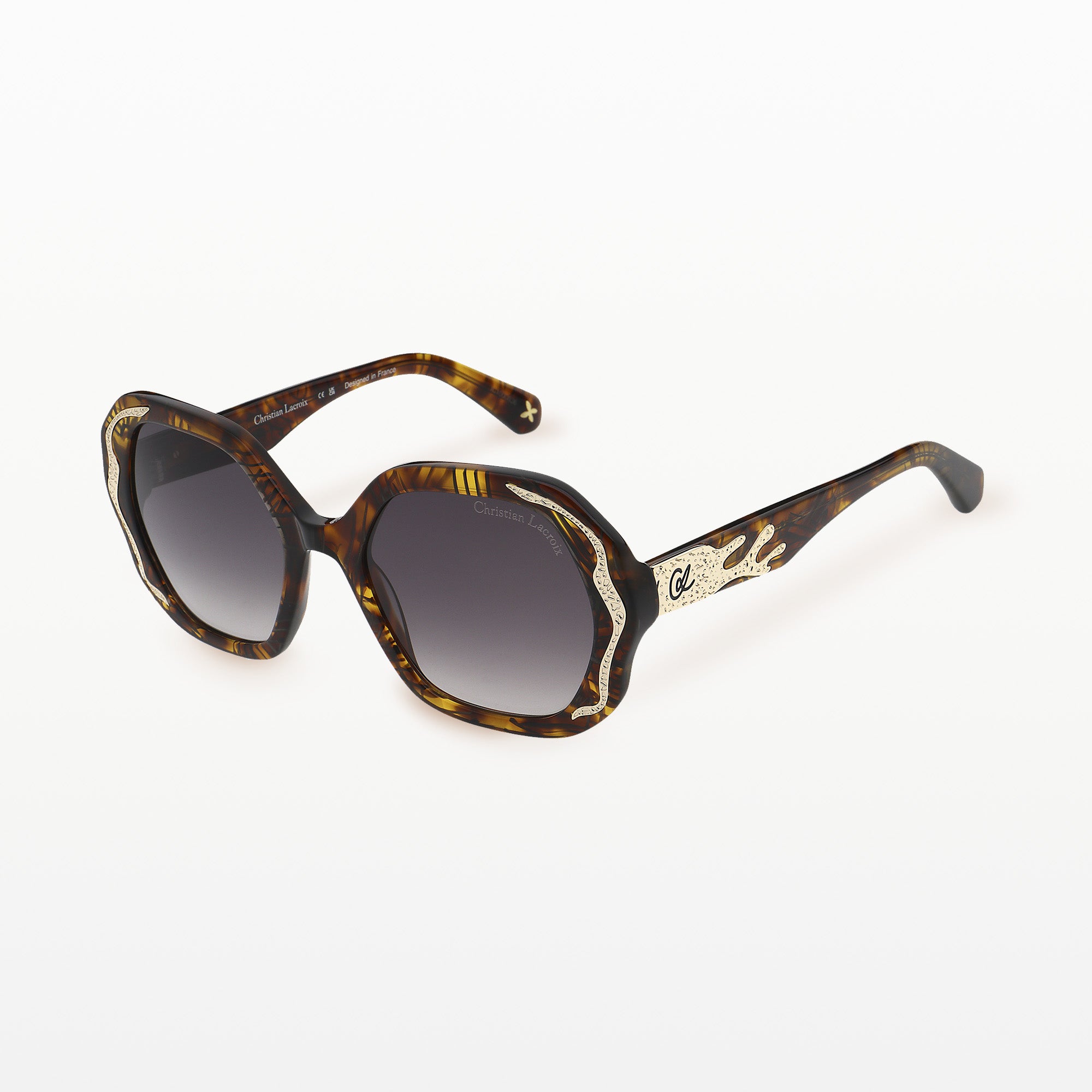 Square Gold Metal eyewear Mahogany